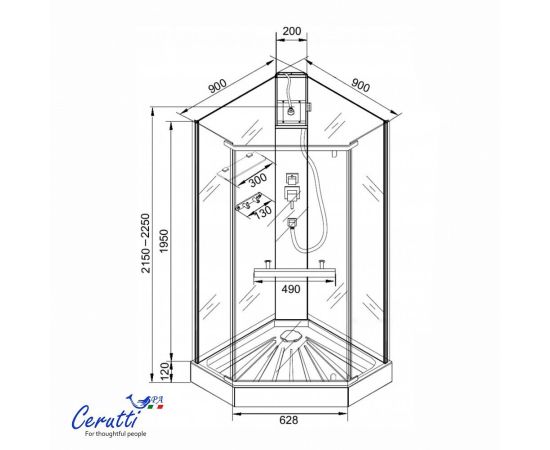 Душевая кабина Ceruttispa CHIKA901BF 90x90x215-225_, изображение 7
