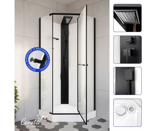 Душевая кабина Ceruttispa CHIKA901BF 90x90x215-225_, изображение 5