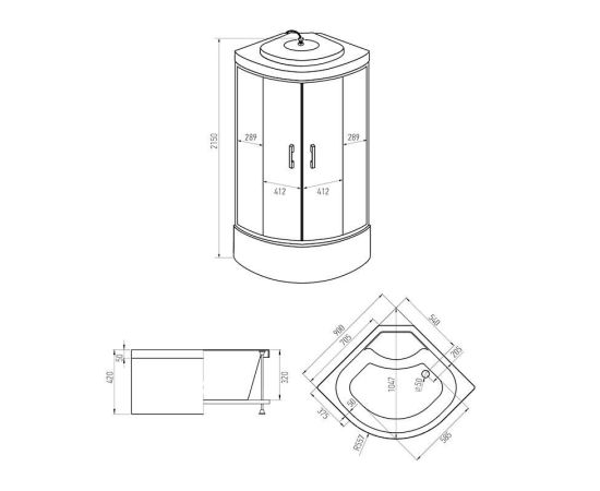 Душевая кабина ERLIT ER3509TP-C2-RUS_GRAY 900х900х2150_, изображение 3
