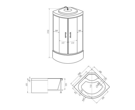 Душевая кабина ERLIT ER3510TP-C4-RUS_GRAY 1000х1000х2150_, изображение 3