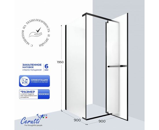 Душевое ограждение Ceruttispa MIMI ZQ91BF 90x90x195 см_, изображение 6