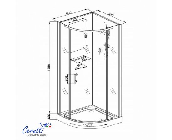 Душевая кабина Ceruttispa KORRA90BF 90x90x205_, изображение 7