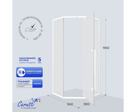 Душевое ограждение Ceruttispa C3AWF 90x90x195 см_, изображение 3