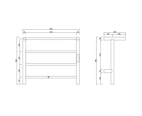 Полотенцесушитель электрический ABBER Standard AH4614 хром_, изображение 7