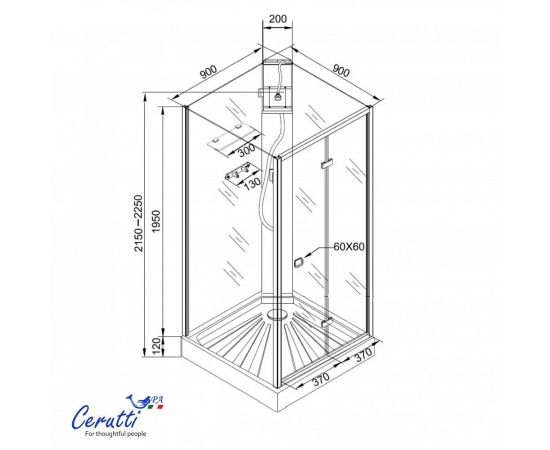 Душевая кабина Ceruttispa BELLA90F 90x90x215-225_, изображение 7