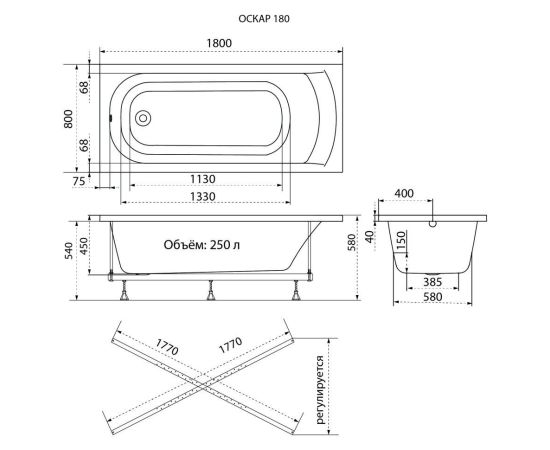 Ванна Triton Оскар 180х80 Щ0000077192_, изображение 8