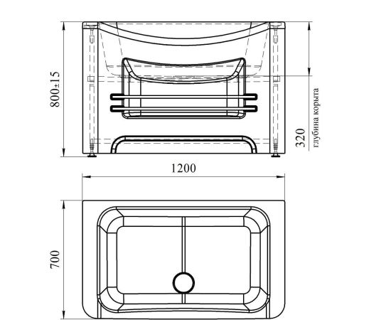 Ванна для собак TIMO AKKE1270-SET 1200х700х800 в сборе на раме с экранами_, изображение 6