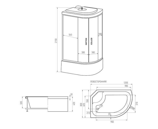 Душевая кабина ERLIT ER3512TPR-C2-RUS_GRAY 1200х800х2150_, изображение 2