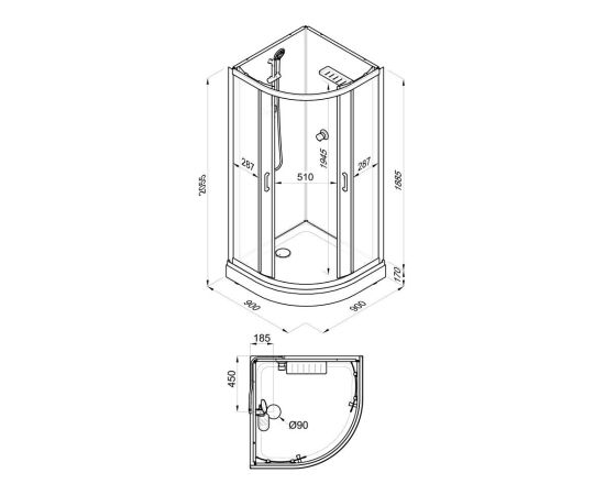 Душевая кабина Triton Прайм-Сатин 90х90 А без крыши_, изображение 12