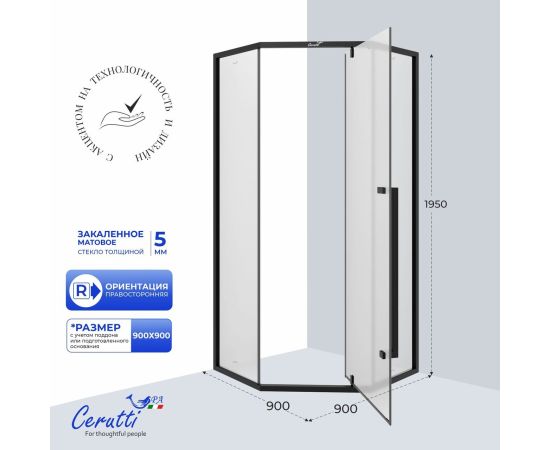 Душевое ограждение Ceruttispa C3AF 90x90x195 см_, изображение 5