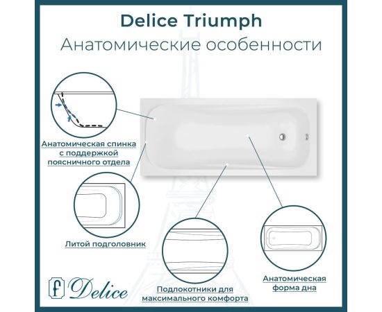 Ванна из литьевого мрамора Delice Triumph 170х70 матовая DLR330010-M_, изображение 4