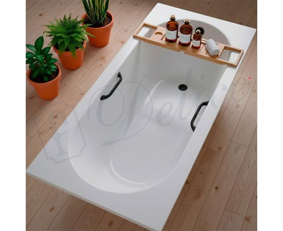 Ванна из литьевого мрамора Delice Bravo 190х90 глянцевая с черными ручками DLR330039RB-G_, изображение 8