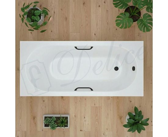 Ванна из литьевого мрамора Delice Bravo 150х70 глянцевая с черными ручками DLR330036RB-G_, изображение 9