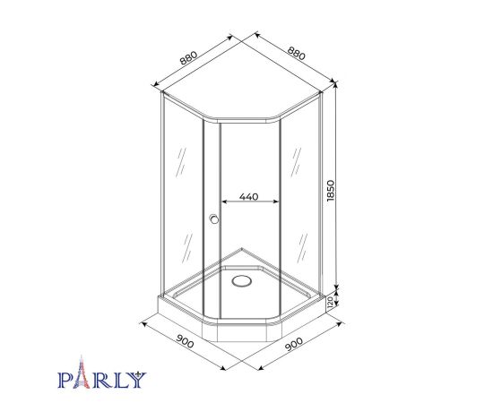 Душевой уголок с поддоном PARLY ZEP91 90х90х197_, изображение 5
