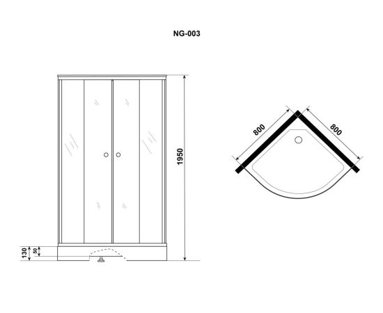 Душевой уголок Niagara Eco NG-003-14MT 80х80х195 низкий поддон_, изображение 5