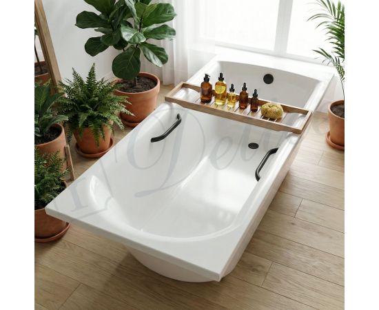 Ванна из литьевого мрамора Delice Astra 170х70 глянцевая с черными ручками DLR330055RB-G_, изображение 10