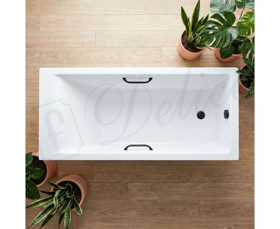 Ванна из литьевого мрамора Delice Diapason Ultra с узким бортом 160х70 глянцевая с черными ручками DLR330048RB-G_, изображение 8