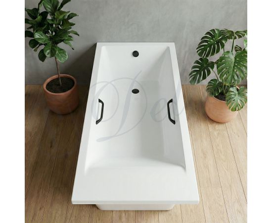 Ванна из литьевого мрамора Delice Diapason Ultra с узким бортом 170х80 глянцевая с черными ручками DLR330051RB-G_, изображение 10