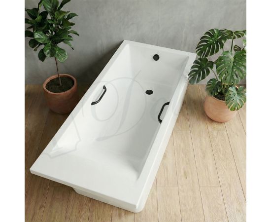 Ванна из литьевого мрамора Delice Diapason Ultra с узким бортом 170х75 глянцевая с черными ручками DLR330050RB-G_, изображение 9