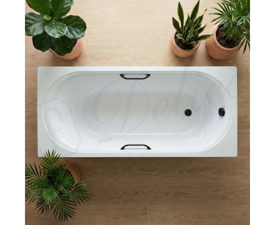 Ванна из литьевого мрамора Delice Dolce 170х75 глянцевая с черными ручками DLR330059RB-G_, изображение 9