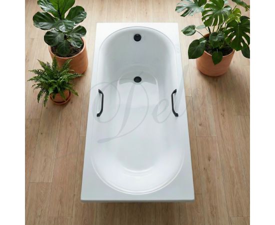 Ванна из литьевого мрамора Delice Dolce 170х70 глянцевая с черными ручками DLR330058RB-G_, изображение 10