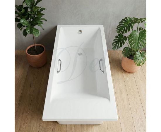 Ванна из литьевого мрамора Delice Diapason Ultra с узким бортом 160х70 глянцевая с ручками Хром DLR330048R-G_, изображение 10