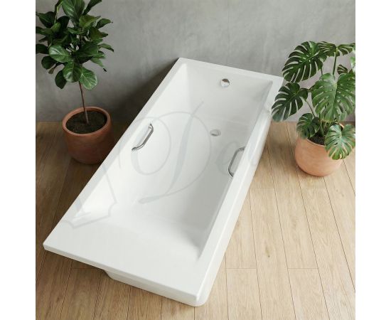 Ванна из литьевого мрамора Delice Diapason Ultra с узким бортом 150х70 глянцевая с ручками Хром DLR330047R-G_, изображение 9