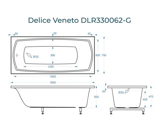 Ванна из литьевого мрамора Delice Veneto 180х75 глянцевая DLR330062-G_, изображение 3