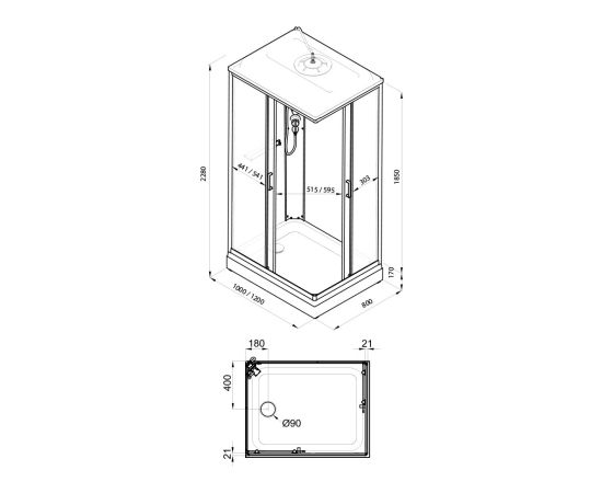 Душевая кабина Triton Квадро 80х120х228 низкий поддон_, изображение 7