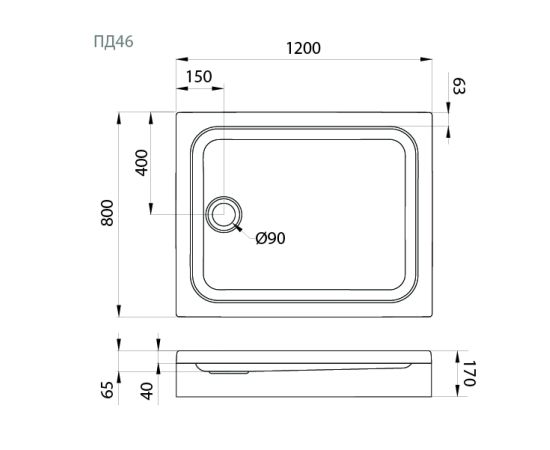 Поддон Triton ПД26 120х80 прямоугольный низкий_, изображение 4