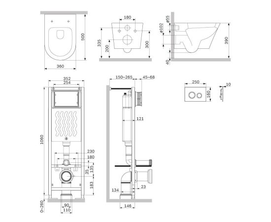 Инсталляция ErgoFit с подвесным унитазом Aquaspin и клавишей AM.PM X-Joy IS110101.851900_, изображение 2