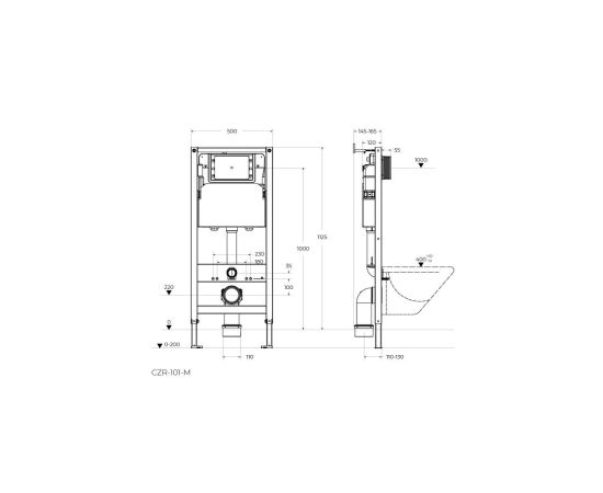 Инсталляция для унитазов фронтальное управление для механической кнопки CEZARES CZR-101-M_, изображение 15