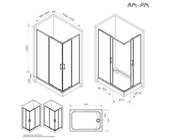 Душевое ограждение AM.PM Above W9XG-403-12090-BT 120х90 см без поддона_, изображение 18