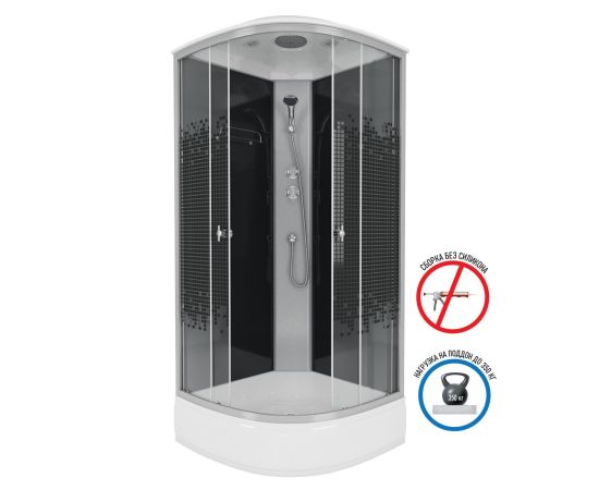 Душевая кабина Niagara Eco E100/26/BLACK 100х100х215 см_