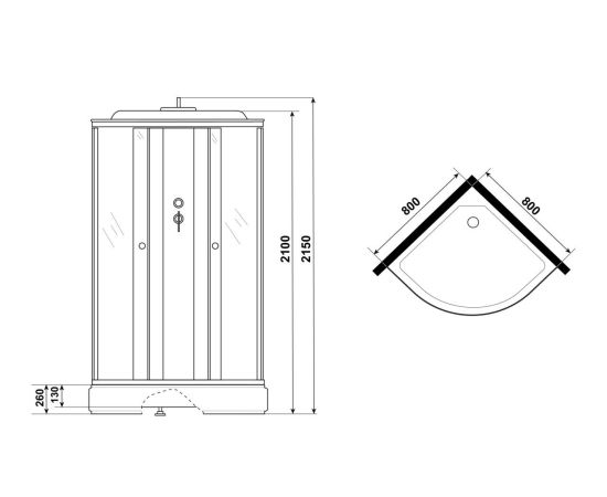 Душевая кабина Niagara Eco E80/26/MT 80х80х215 см_, изображение 5