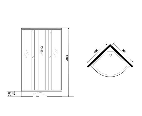 Душевая кабина Niagara Promo P90/13/MT/BK 90х90х200 см_, изображение 4