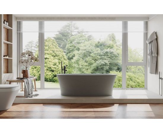 Ванна из искусственного камня ABBER Stein AS9683MC бетон матовая_, изображение 2