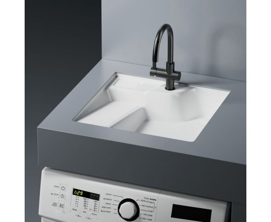 Раковина на стиральную машину встраиваемая снизу ABBER Rechteck AC2224L белая_