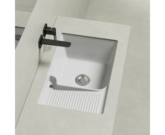 Раковина на стиральную машину встраиваемая снизу ABBER Rechteck AC2225L белая_