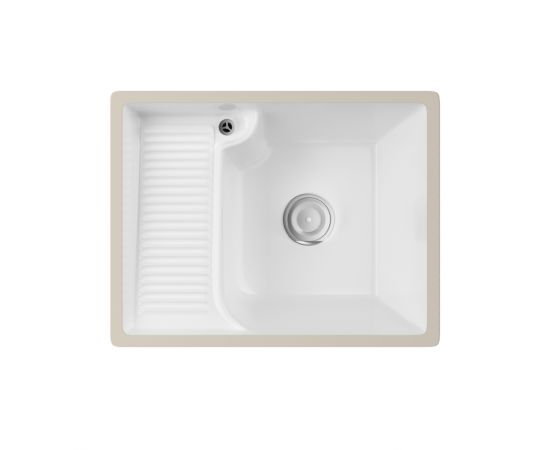 Раковина на стиральную машину встраиваемая снизу ABBER Rechteck AC2225L белая_, изображение 2