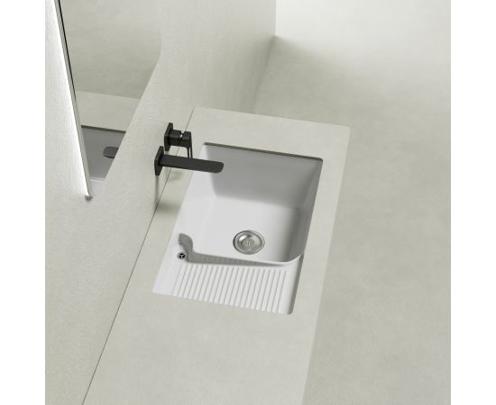 Раковина на стиральную машину встраиваемая снизу ABBER Rechteck AC2225L белая_, изображение 3