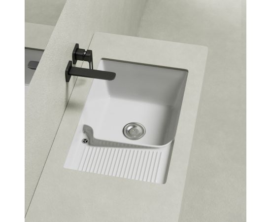 Раковина на стиральную машину встраиваемая снизу ABBER Rechteck AC2226L белая_