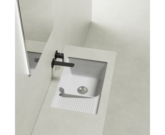 Раковина на стиральную машину встраиваемая снизу ABBER Rechteck AC2226L белая_, изображение 3