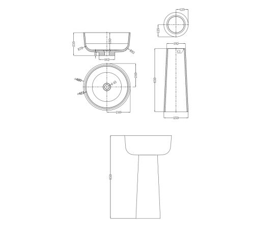 Раковина отдельностоящая ABBER Stein AS2553 белая матовая_, изображение 8