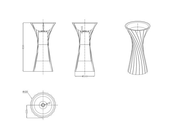 Раковина отдельностоящая ABBER Stein AS2554 белая матовая_, изображение 7