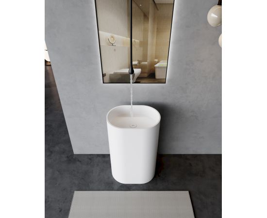 Раковина отдельностоящая ABBER Stein AS2557 белая матовая_, изображение 3