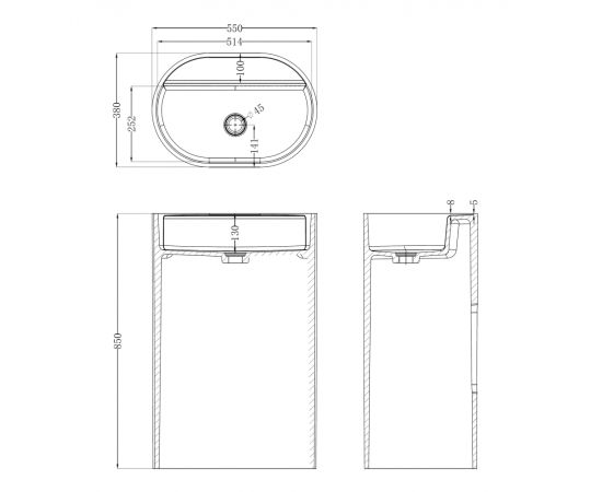 Раковина отдельностоящая ABBER Stein AS2559 белая матовая_, изображение 10