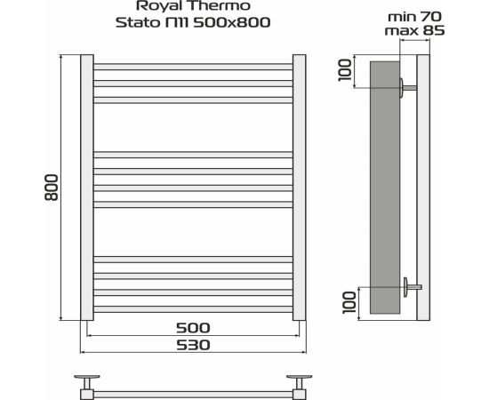 Полотенцесушитель Royal Thermo Statо П11 500х800 стальной_, изображение 4