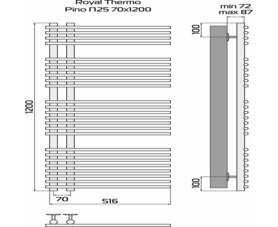 Полотенцесушитель Royal Thermo Pino П25 500х1200 белый_, изображение 4