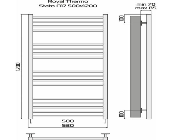 Полотенцесушитель Royal Thermo Stato П17 500х1200 стальной_, изображение 4